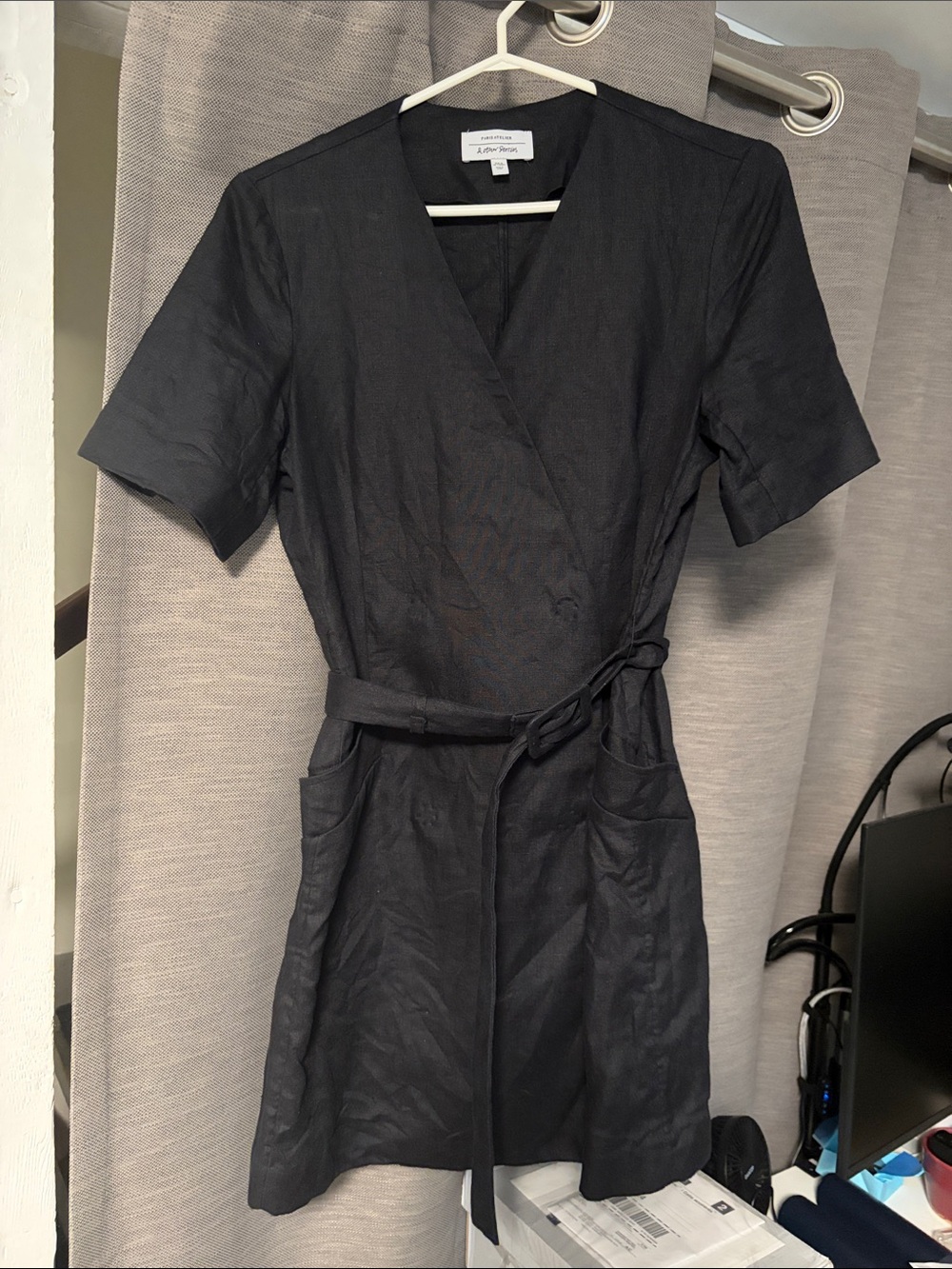 & Other Stories Black Paris Atelier Linen-Blend Dress